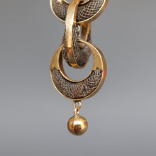 Load image into Gallery viewer, Antique Victorian era drop earrings with hairwork in 14ct gold