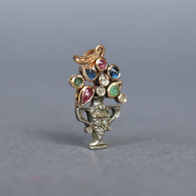 Load image into Gallery viewer, Antique giardinetto pendant with diamonds, rubies, emeralds & sapphires in 14ct gold