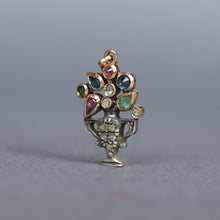 Load image into Gallery viewer, Antique giardinetto pendant with diamonds, rubies, emeralds & sapphires in 14ct gold