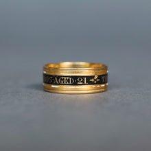 Load image into Gallery viewer, Antique Georgian era mourning ring with black enamel in 18ct gold