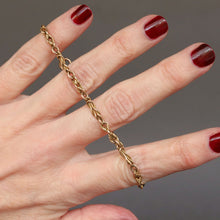 Load image into Gallery viewer, Vintage gold bracelet. Vintage knot link bracelet. Fancy link bracelet. Triple link gold bracelet. Lover's knot bracelet. Hamilton knot bracelet. Round link bracelet. Thin, classic gold bracelet. Large size gold bracelet.