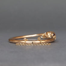 Load image into Gallery viewer, Antique snake bypass bangle with garnet in 14ct gold