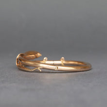 Load image into Gallery viewer, Antique snake bypass bangle with garnet in 14ct gold