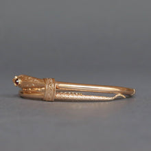 Load image into Gallery viewer, Antique snake bypass bangle with garnet in 14ct gold