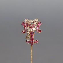 Load image into Gallery viewer, Monogram pin. Letters FT TF pin. Initials FT TF pin. Antique monogram pin. Diamond and topaz monogram pin. Monogram lapel pin. Monogram tie pin. Monogram stick pin. Antique conversion converter pin.