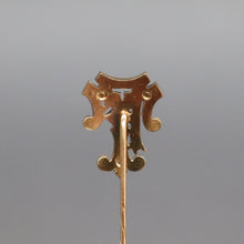 Load image into Gallery viewer, Antique letters 'TF' or 'FT' monogram lapel pin in 18ct gold