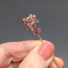 Load image into Gallery viewer, Monogram pin. Letters FT TF pin. Initials FT TF pin. Antique monogram pin. Diamond and topaz monogram pin. Monogram lapel pin. Monogram tie pin. Monogram stick pin. Antique conversion converter pin.