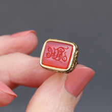 Load image into Gallery viewer, Antique Georgian era seal fob with carnelian intaglio engraved with initials MH HM WH HW