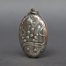 Load image into Gallery viewer, Antique Art Nouveau era slide mirror locket in silver