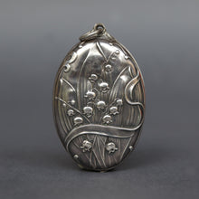Load image into Gallery viewer, Antique Art Nouveau era slide mirror locket in silver