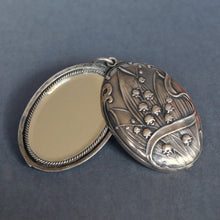 Load image into Gallery viewer, Antique Art Nouveau era slide mirror locket in silver