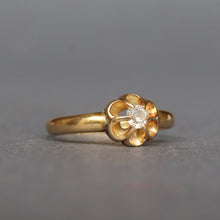Load image into Gallery viewer, Antique Edwardian belcher set diamond (0.1ct) ring in 18ct gold