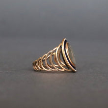 Load image into Gallery viewer, Antique Georgian era enamel ring with hairwork in 18ct gold
