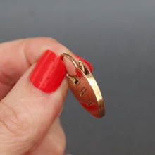 Load image into Gallery viewer, Antique heart padlock with ivy engraving in 9ct gold - two sizes