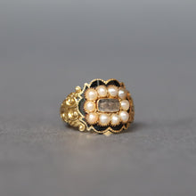 Load image into Gallery viewer, Antique Georgian era mourning pinky ring with enamel in 18ct gold