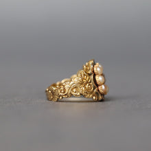 Load image into Gallery viewer, Antique Georgian era mourning pinky ring with enamel in 18ct gold