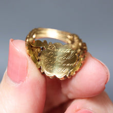 Load image into Gallery viewer, Antique Georgian era mourning pinky ring with enamel in 18ct gold