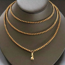 Load image into Gallery viewer, antique Voctorian pinchbeck guard long chain pierced ball star link vintage jewelry jewellery dog clip