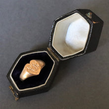 Load image into Gallery viewer, Hexagon shaped box. Hexagon shaped ring box. Antique ring box. Antique ring box. Vintage hexagon shaped ring box. Antique leather ring box. Leather ring box. Black leather ring box. Antique black ring box.