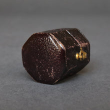 Load image into Gallery viewer, Antique hexagonal ring box in brown leather with velvet lining