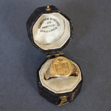 Load image into Gallery viewer, Hexagon shaped box. Hexagon shaped ring box. Antique ring box. Antique ring box. Vintage hexagon shaped ring box. Antique leather ring box. Leather ring box. Brown leather ring box. Antique brown ring box.