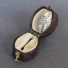 Load image into Gallery viewer, Antique Victorian lozenge-shaped ring box in brown leather