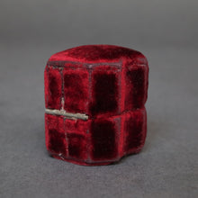 Load image into Gallery viewer, Antique Victorian shield-shaped ring box in burgundy velvet