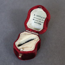 Load image into Gallery viewer, Antique Victorian shield-shaped ring box in burgundy velvet