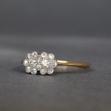 Load image into Gallery viewer, Vintage double daisy ring with diamonds in platinum & 18ct gold