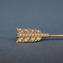 Load image into Gallery viewer, Antique arrow converter pendant with seed pearls in 15ct gold