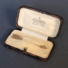 Load image into Gallery viewer, Antique arrow converter pendant with seed pearls in 15ct gold