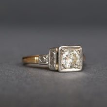 Load image into Gallery viewer, Vintage Art Deco diamond (0.4ct) solitaire ring in platinum & 18ct gold