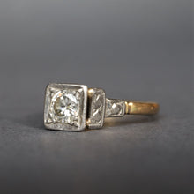 Load image into Gallery viewer, Vintage Art Deco diamond (0.4ct) solitaire ring in platinum & 18ct gold