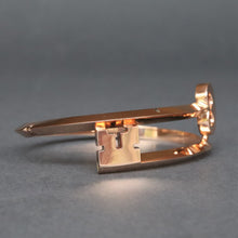 Load image into Gallery viewer, Vintage key shaped bypass bangle in 9ct rose gold