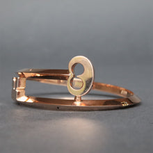 Load image into Gallery viewer, Vintage key shaped bypass bangle in 9ct rose gold