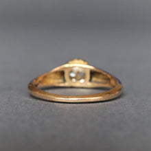Load image into Gallery viewer, Vintage fancy white diamond (0.6ct) solitaire ring in 14ct gold