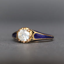 Load image into Gallery viewer, Vintage fancy white diamond (0.6ct) solitaire ring in 14ct gold