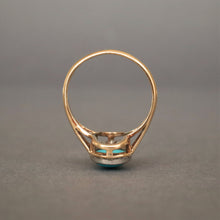 Load image into Gallery viewer, Vintage turquoise cabochon ring with paste in 9ct gold