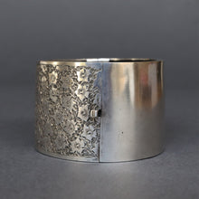 Load image into Gallery viewer, Antique Edwardian wide cuff with floral engraving in sterling silver