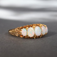 Load image into Gallery viewer, Antique Edwardian era opal five-stone ring in 18ct gold