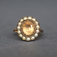 Load image into Gallery viewer, Georgian topaz ring. Georgian cluster ring. Georgian halo ring. Brown topaz ring. Antique topaz ring. Antique brown topaz ring.