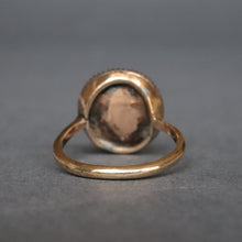 Load image into Gallery viewer, Antique Georgian brown topaz ring with pearl halo in 9ct gold