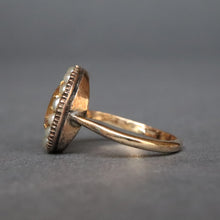 Load image into Gallery viewer, Antique Georgian brown topaz ring with pearl halo in 9ct gold