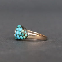 Load image into Gallery viewer, Antique Victorian era turquoise & pearl pinkie ring in 9ct gold