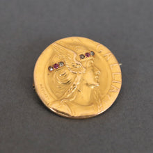 Load image into Gallery viewer, Antique French diamond & ruby brooch in 18ct gold by Revillon