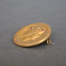 Load image into Gallery viewer, Antique French diamond & ruby brooch in 18ct gold by Revillon