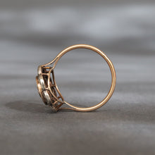 Load image into Gallery viewer, Antique ruby & diamond flower halo ring in 20ct gold