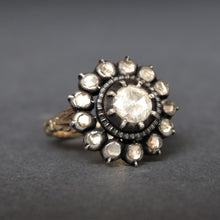 Load image into Gallery viewer, Vintage Georgian-style rose cut diamond rosette ring in 14ct gold