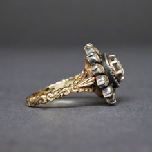 Load image into Gallery viewer, Vintage Georgian-style rose cut diamond rosette ring in 14ct gold