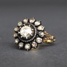 Load image into Gallery viewer, Vintage Georgian-style rose cut diamond rosette ring in 14ct gold